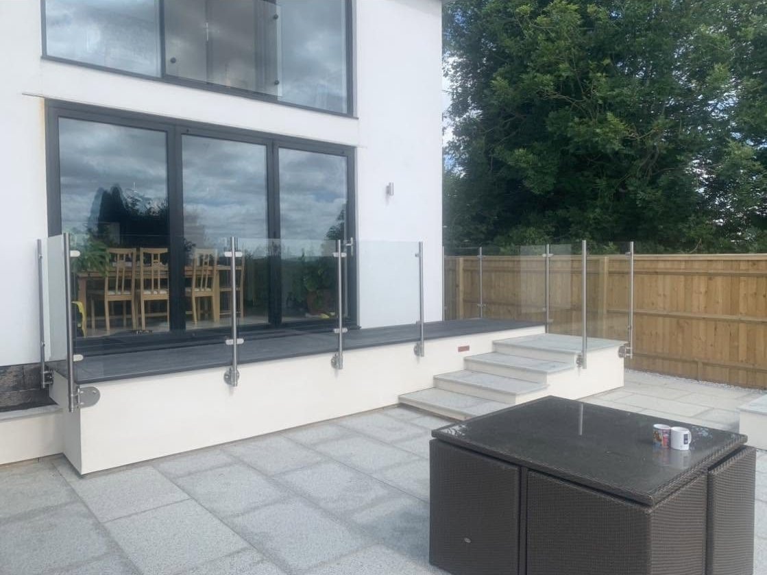 Granite terrace with glass balustrade